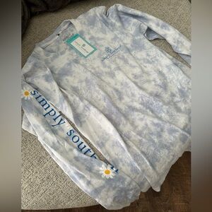 Simply southern women’s long sleeve shirt blue tie dye size small NWT
